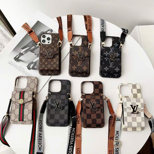 Retro Crossbody Card Pocket iPhone Case