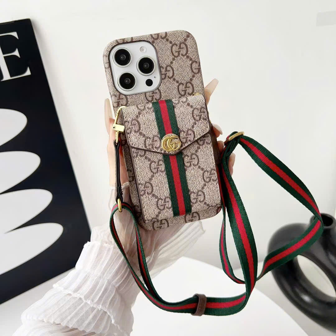 Retro Crossbody Card Pocket iPhone Case