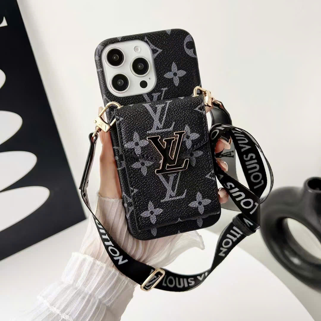 Retro Crossbody Card Pocket iPhone Case