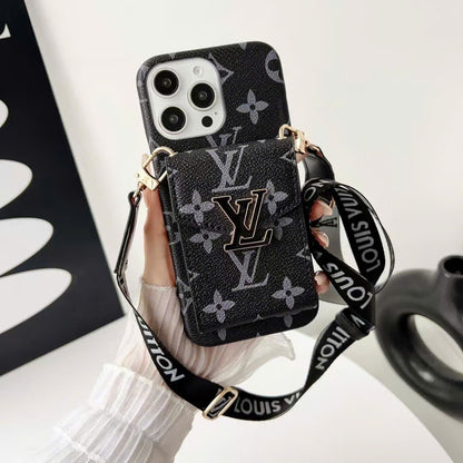 Retro Crossbody Card Pocket iPhone Case