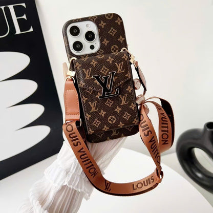 Retro Crossbody Card Pocket iPhone Case