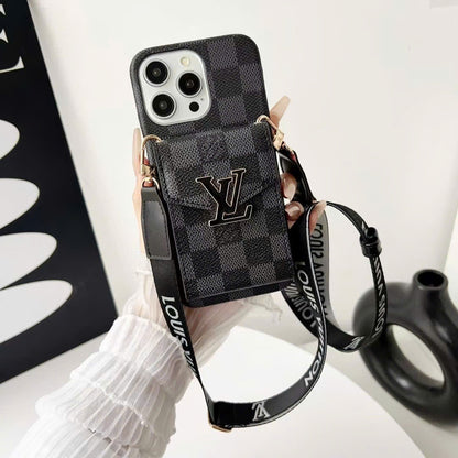 Retro Crossbody Card Pocket iPhone Case