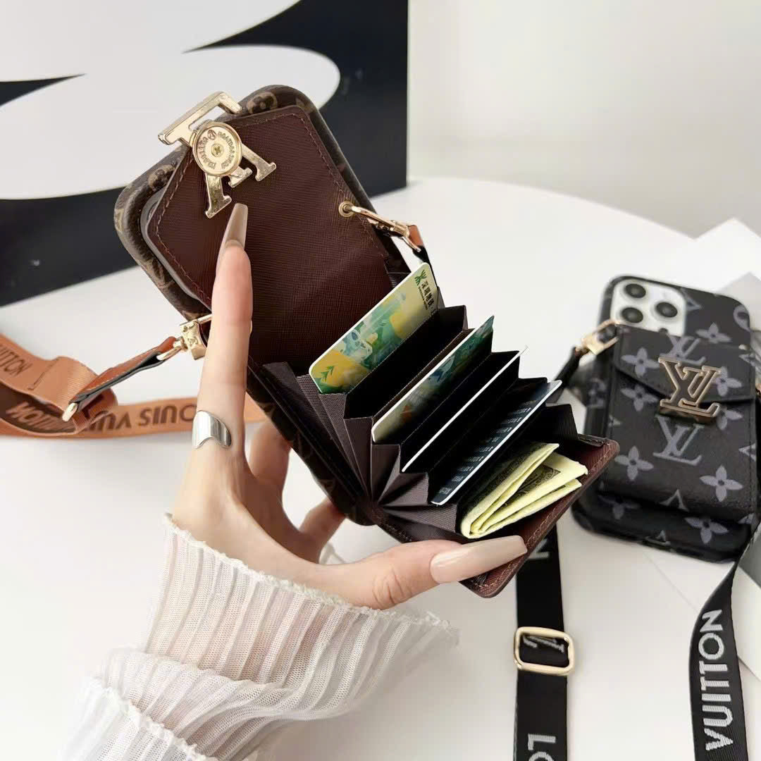 Retro Crossbody Card Pocket iPhone Case