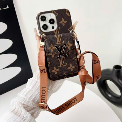Retro Crossbody Card Pocket iPhone Case