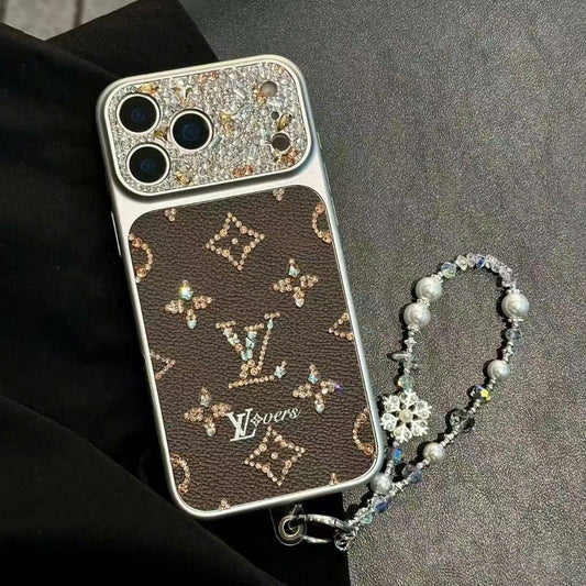 Luxe Crystal Monogram iPhone Case with Pearl Charm - JN00002