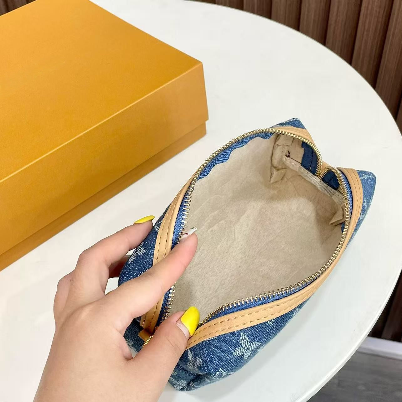 mini denim pencil bag