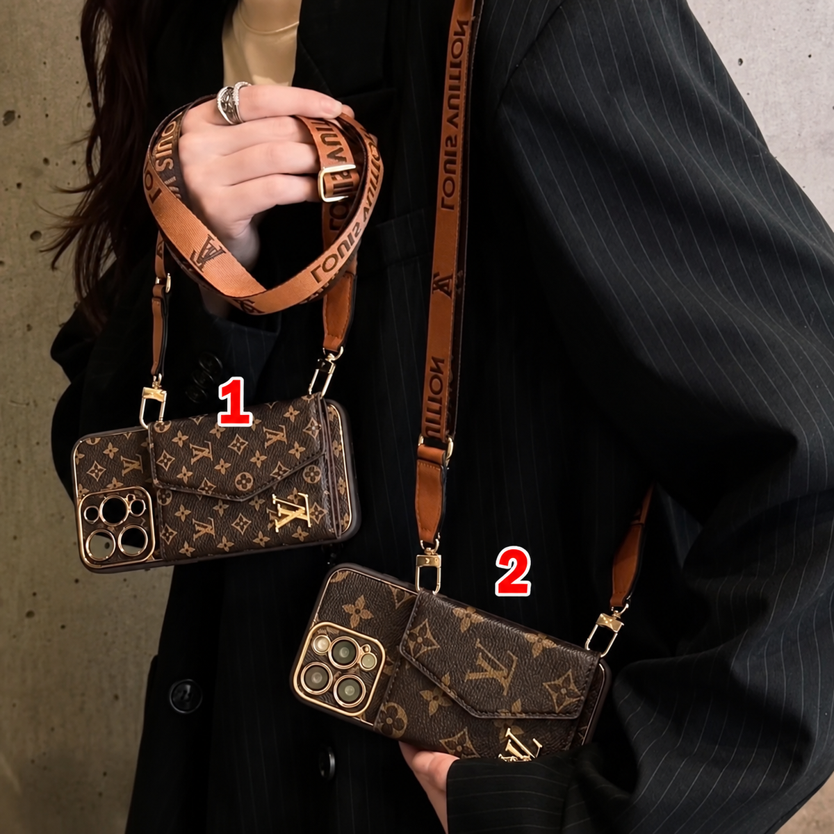 Luxe Monogram Crossbody Wallet iPhone Case - JN00001